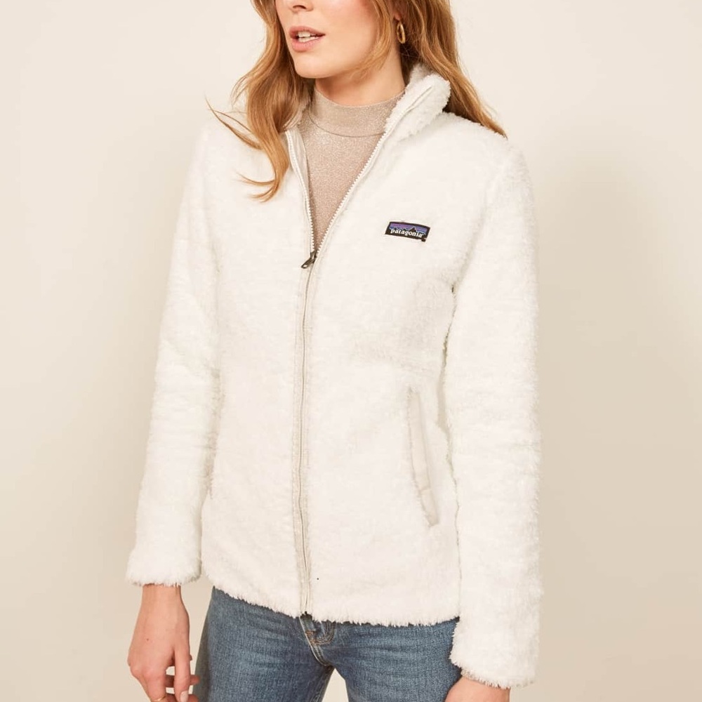Patagonia white fleece zip up jacket reformation